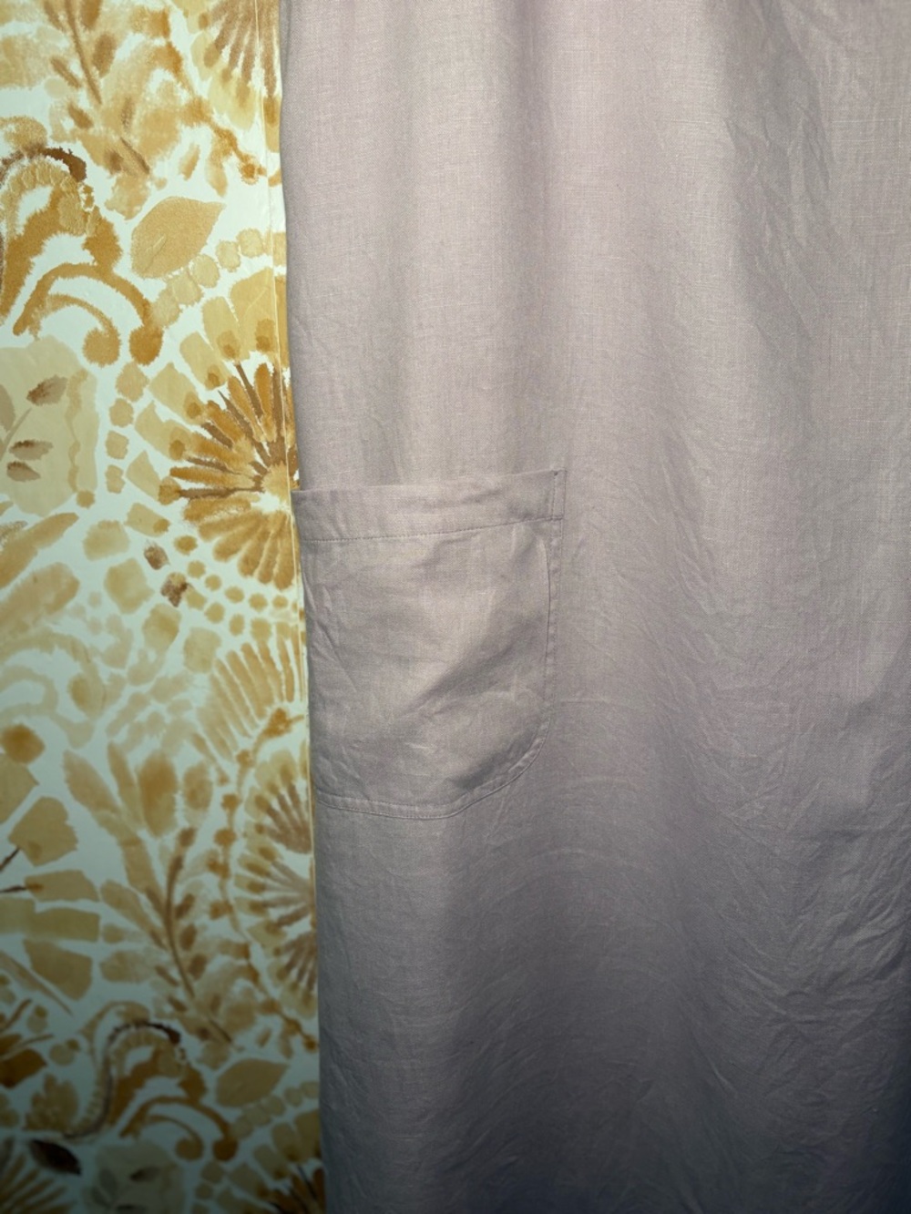 Lavender 100% Linen Midi Dress Pockets Minimalist Coastal SummerShift Relaxed - Picture 6 of 6